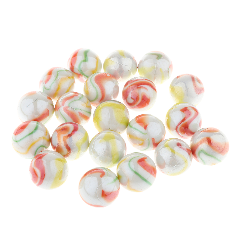20pcs Floral Stripes Glass Marble Ball Run Swirl Marble Tank Vase Decor 25mm