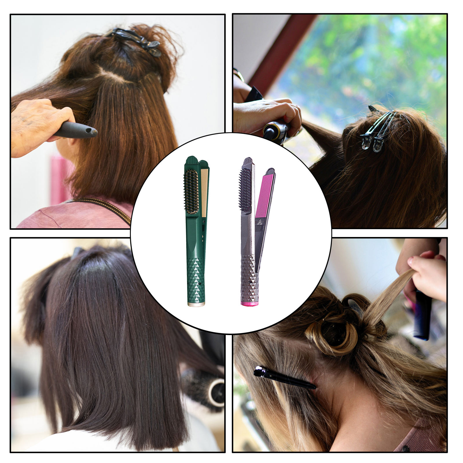Straight Hair Artifact Curling Iron Electric Three-in-One convenient Professional Comb Dry Wet Adjustable 60W for Beauty Shop