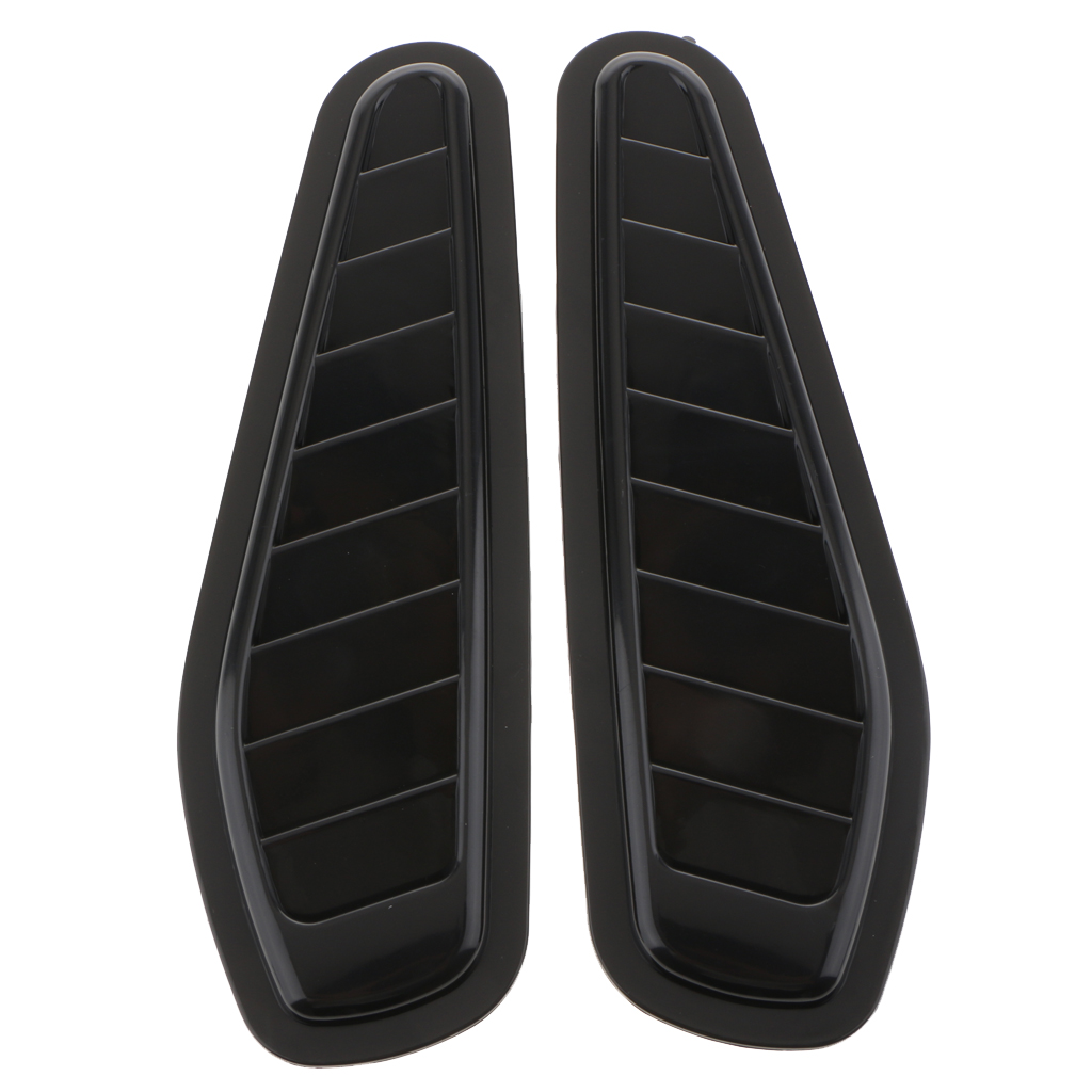 2Pcs Car Decorative Stylish Turbo Bonnet Hood Side Vent Grille Cover Black