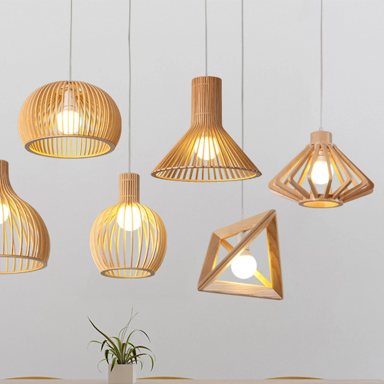 Woven Rattan Decorative LED Pendant Light for Kitchen & Home, Single Natural Wood Handmade Woven Pendant Lights
