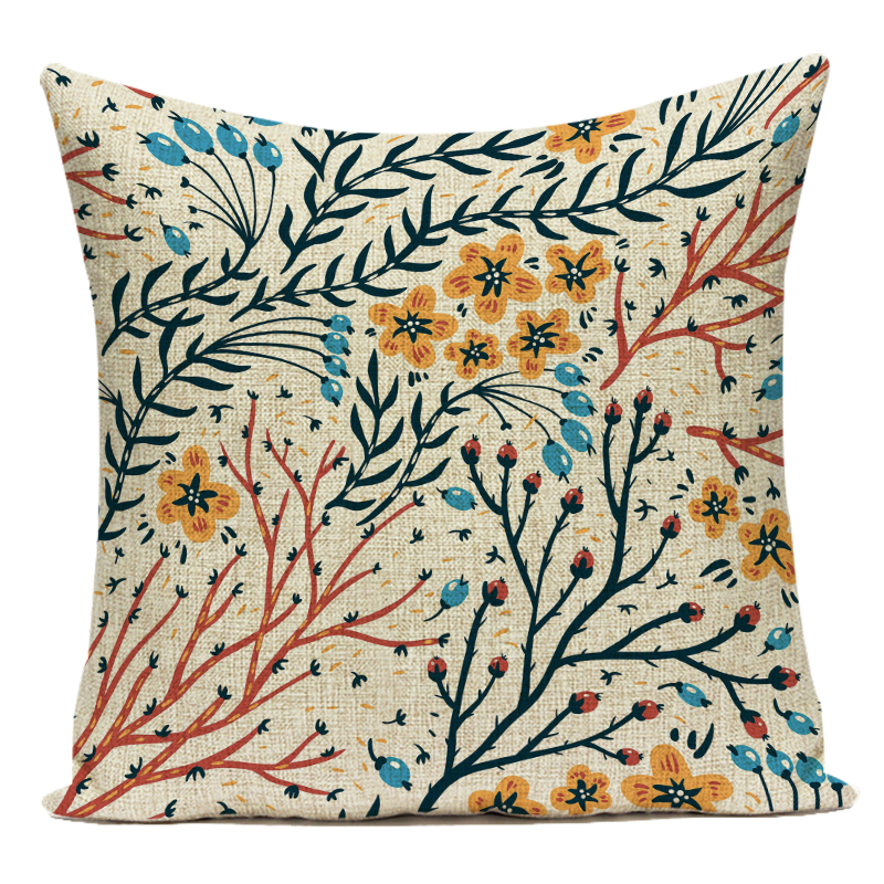 Dekorativer ländlicher Aquarell-Blumenblatt-Kissenbezug, Vintage-Kissenbezug mit Blumenmuster, dekorativer Kissenbezug für Zuhause – Detail 18