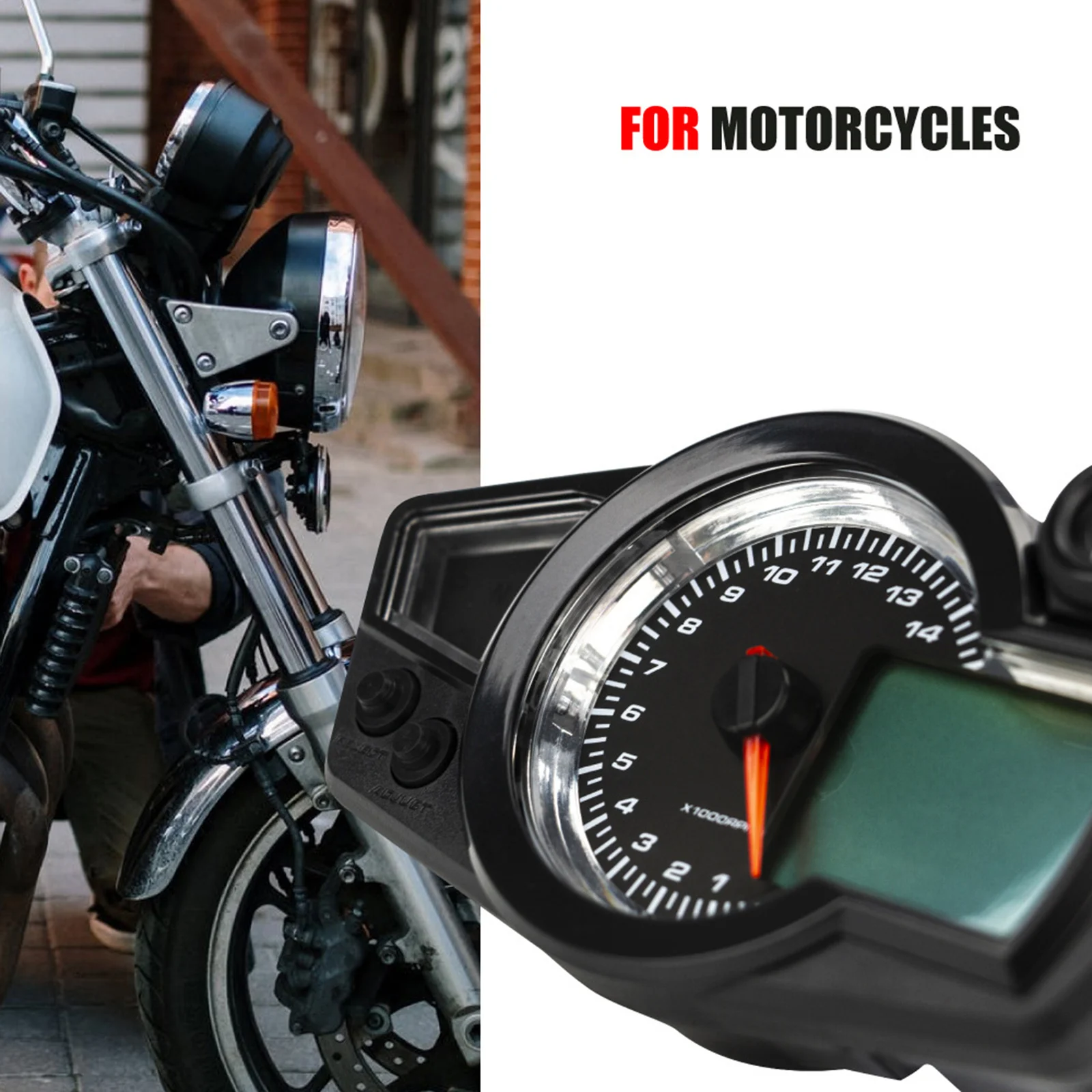 Motorcycle LCD Speedometer Gauge Universal Waterproof ABS Plastic Tachometer Digital Gauge for Motorbikes Supplies Moto
