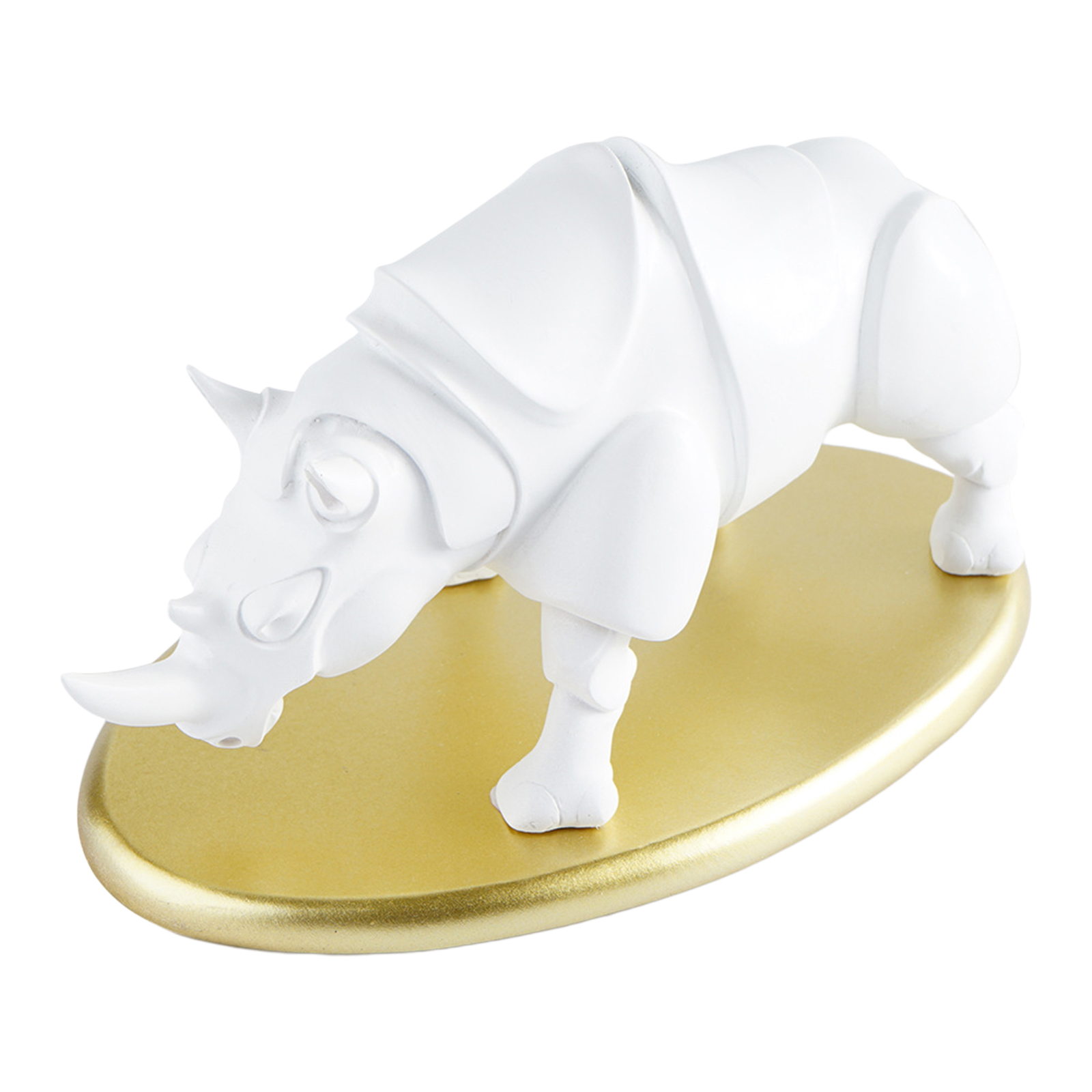 Resin Rhinoceros Sculpture, Handcrafted Art Statue for Living Room Hallway Bedroom Desktop Decor, Housewarming Gift