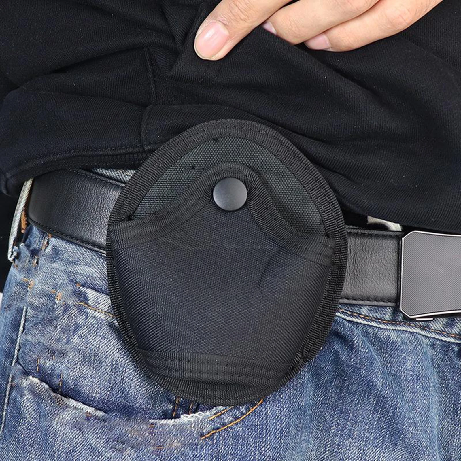 Nylon Black Handcuffs Waist Bag Utility Holster Holder Pocket Climbing