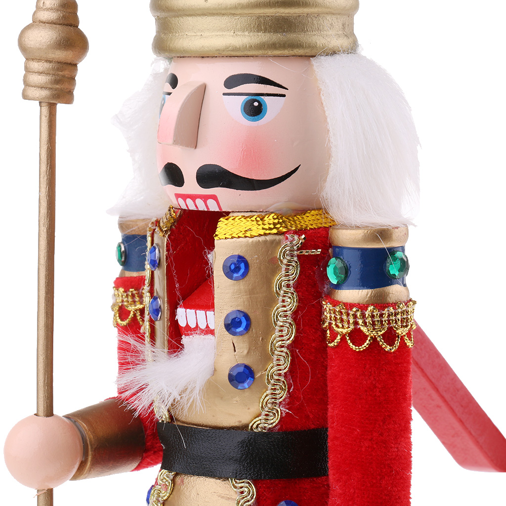 Red 30cm wooden nutcracker soldier figure puppet doll home decor toy