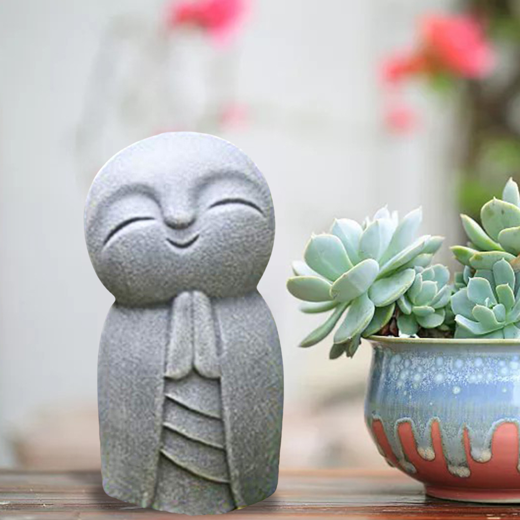 Buddha Statues Cute Little Jizo Buddha Sculpture Figurines Garden Ornaments