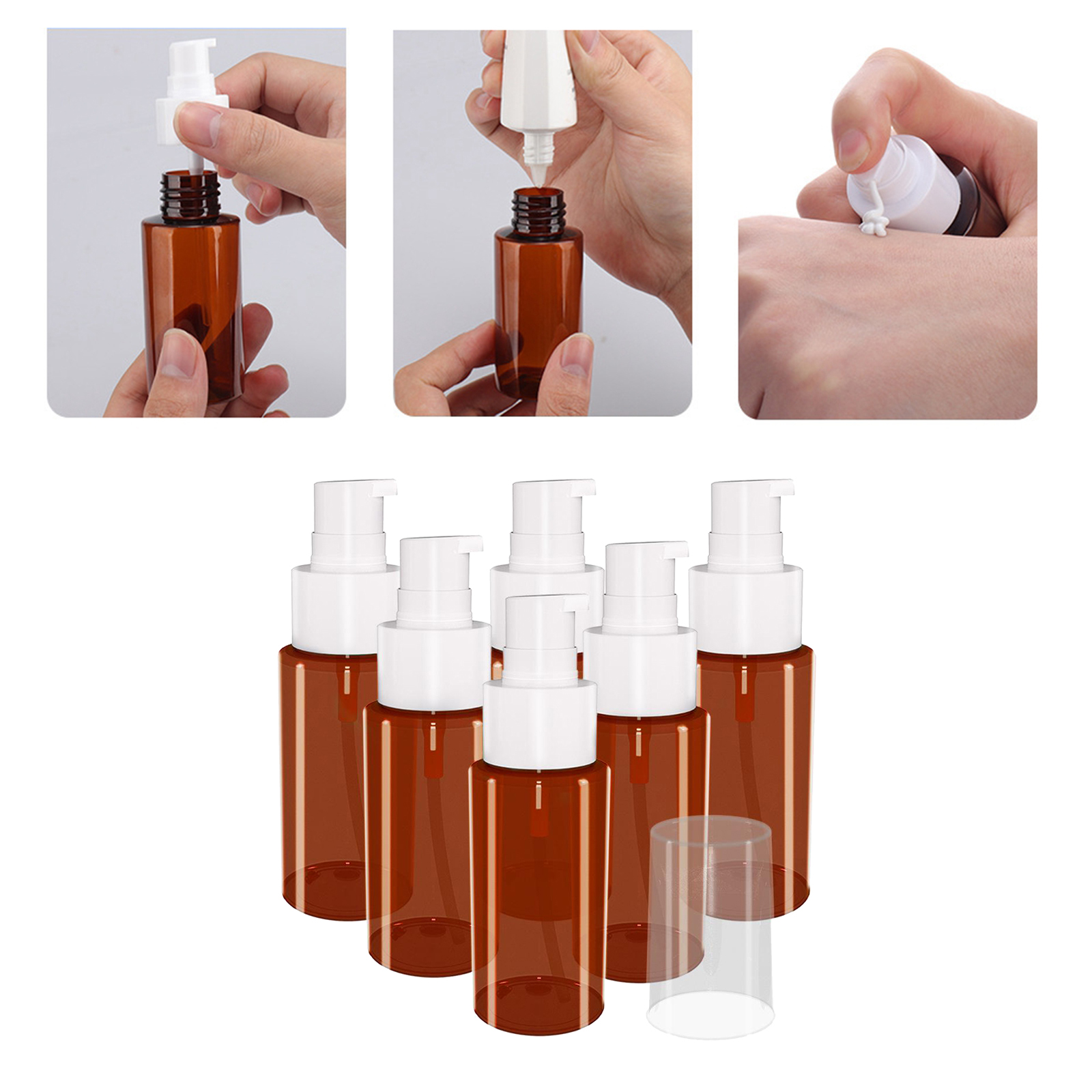 6pcs 60ml Essential Oil PET Empty Bottles Lotion Containers Travel New