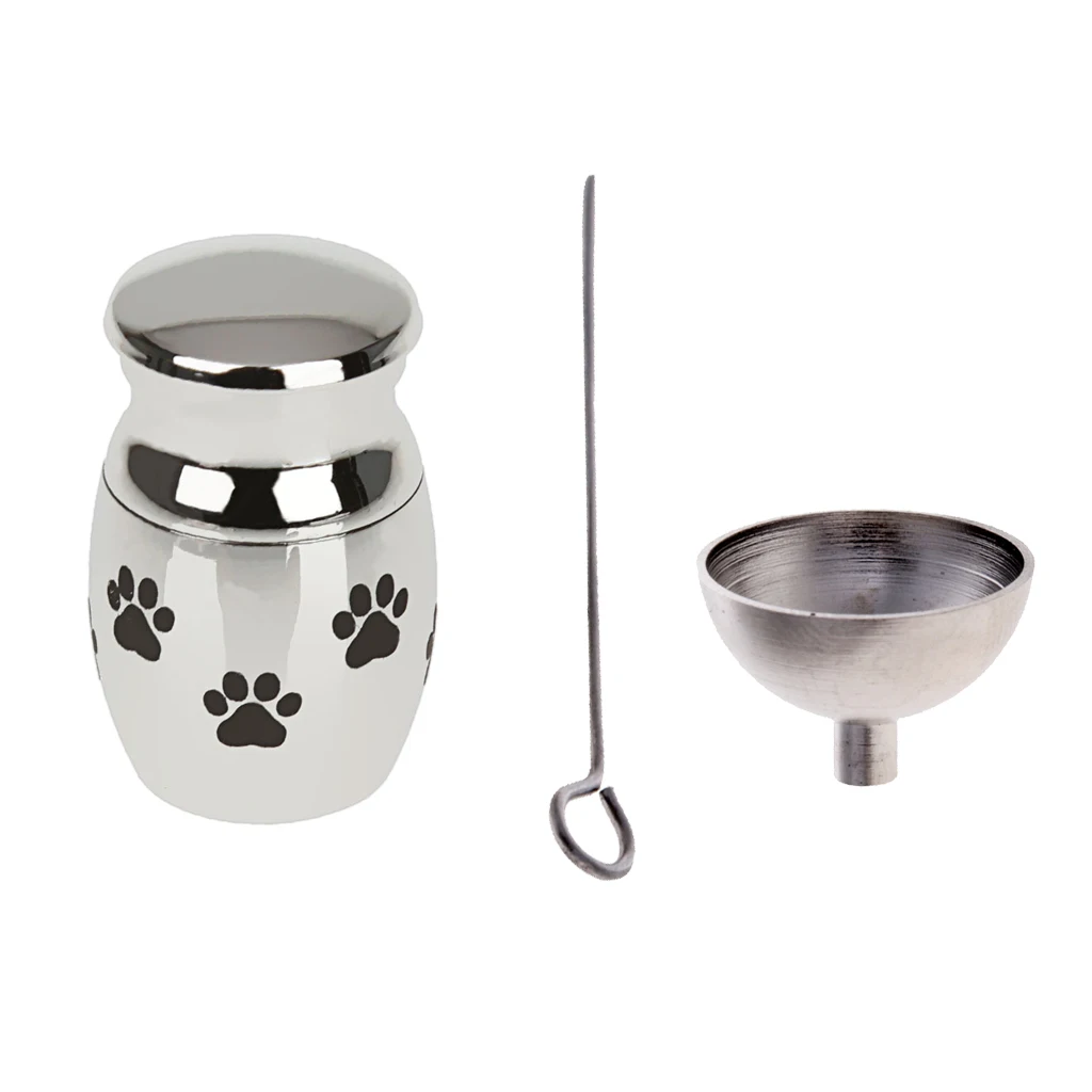 Small Cremation Memorial Keepsake Urn Ash Holder Container Jar( Printed) + Stainless Steel Mini Funnel Filler Kit for Gifts