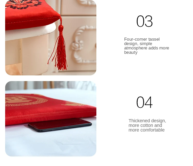 Washable Chinese Red Embroidery Seat Cushion New Year Wedding Gifts Thicker Seat Pad Chair Cushion Kitchen Office Soft Patio Pad