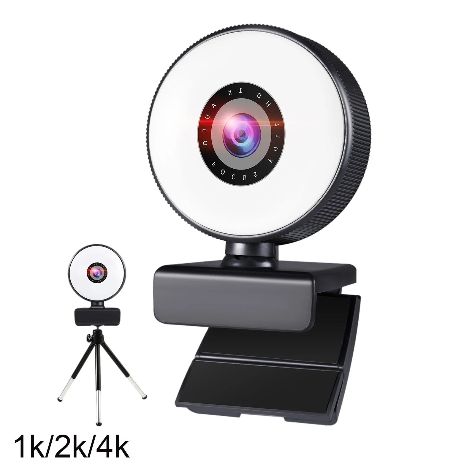 Webcam with 3 Light Modes Privacy Protection USB 2.0 Round for PC Laptop