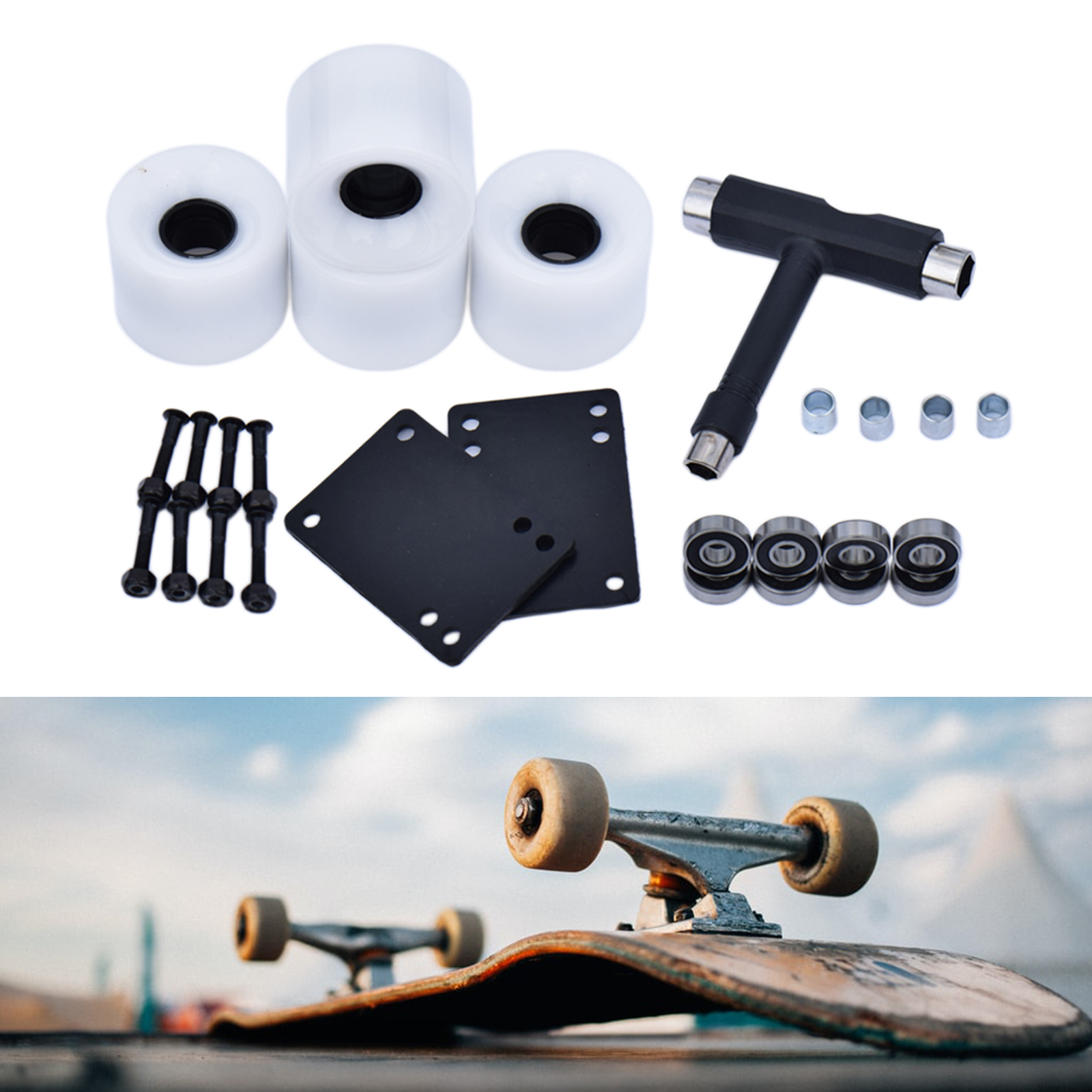 4Pcs Skateboard Wheels, 60X45mm PU Road Skate Long Board Wheel 78A Hardness Wheels Skateboard Maintenance Rollers