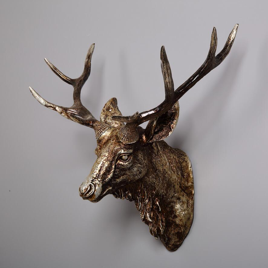 Deer Head Moose Antlers Wall Mount Sculpture Living Room Bedroom Ornaments