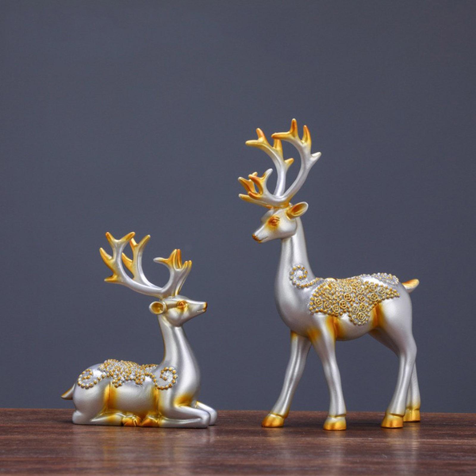Home Decor Resin Deer Head Figurine Statue Nordic Crafts Figurines Sculpture Creative Gifts Modern Home Decoration Art Ornament