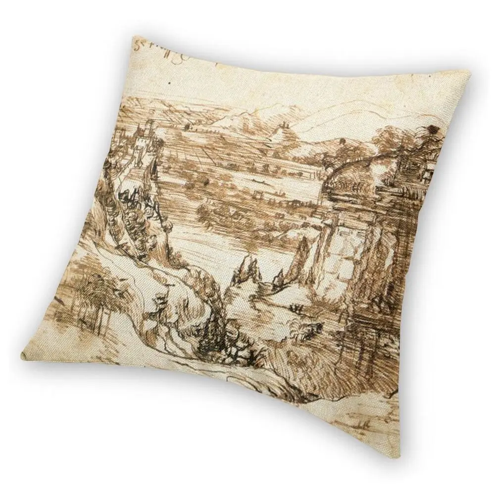 Landscape Drawing For Santa Maria Della Neve Throw Pillow Cover
