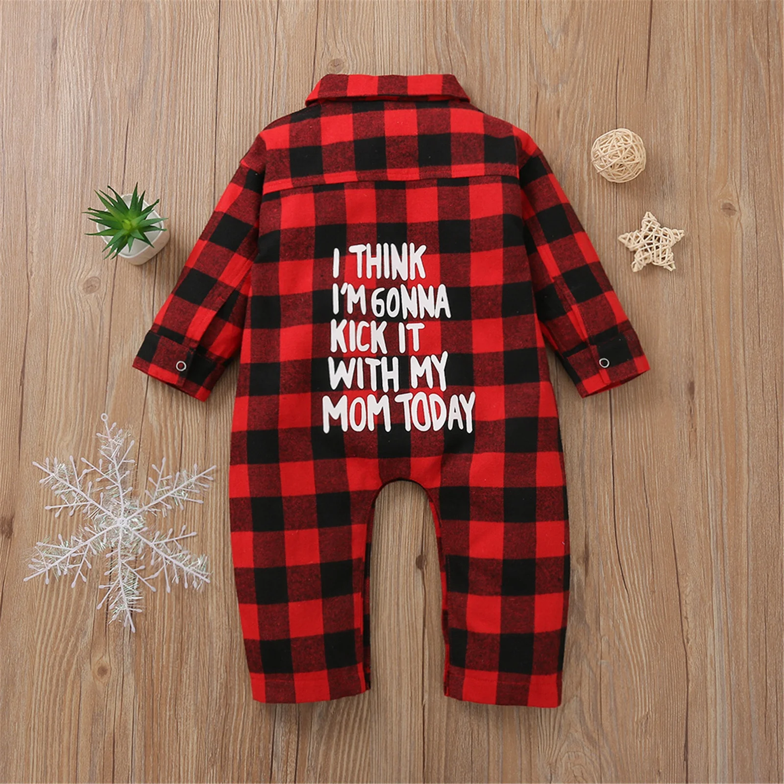 Baby Long Sleeve Checkered Romper
