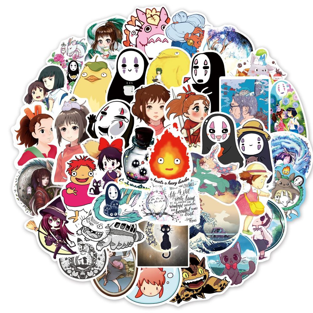 10 50pcs japanese anime stickers ghibli hayao miyazaki totoro spirited away princess mononoke kiki stationery sticker assorted stickers aliexpress