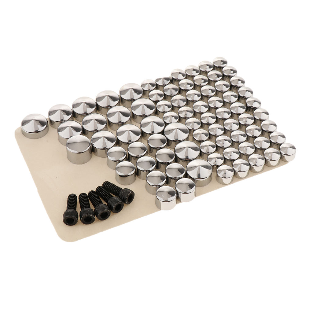 80pcs Chrome ABS Bolt Toppers Caps Covers Plug for Harley FLT/FLH Motorcycle Repair, Corrosion Resistance