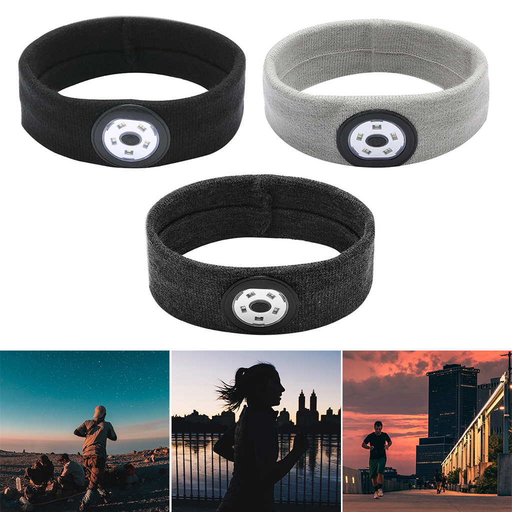 Headband Cover with Adjutable LED Lights Safety Workout Hairband Sports Headband