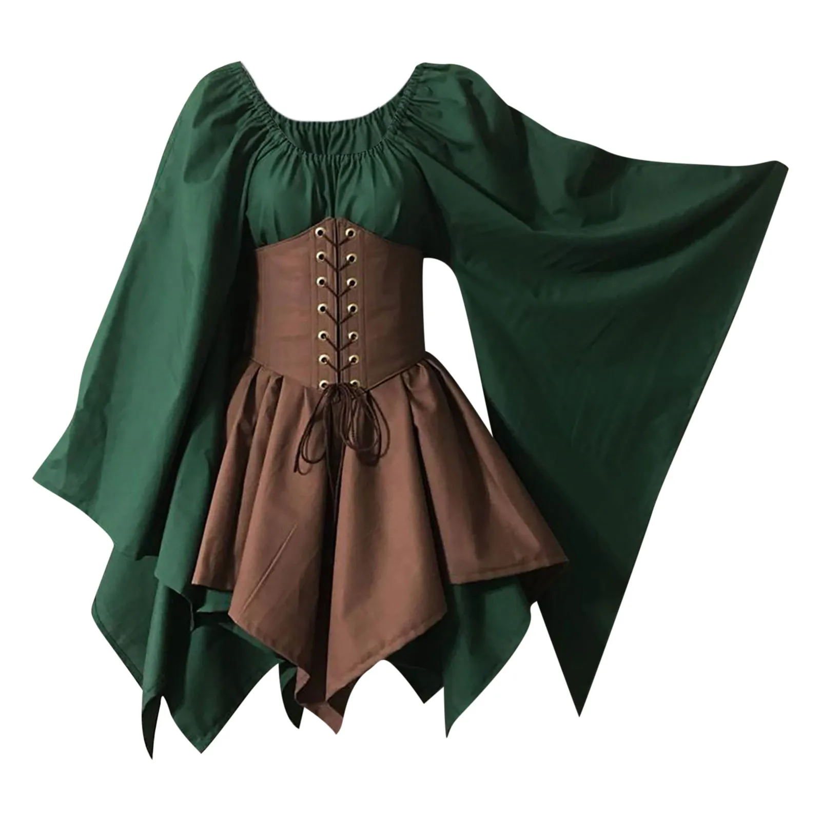Casual Dresses 40# Gothic Women Gown Vintage Dress Waist Drawstring ...