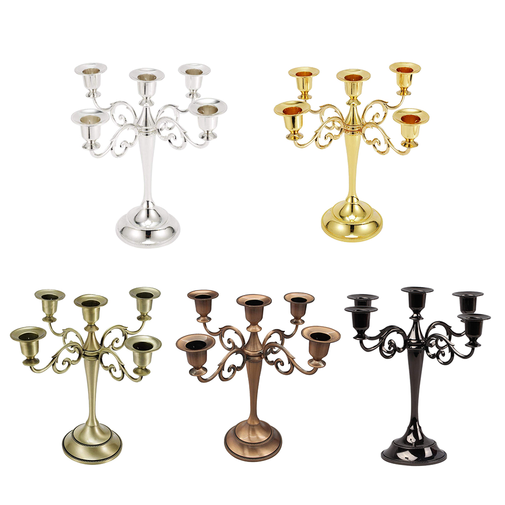 Candlestick With 5 Metal Candles With Candlestick Wedding Candle Holder