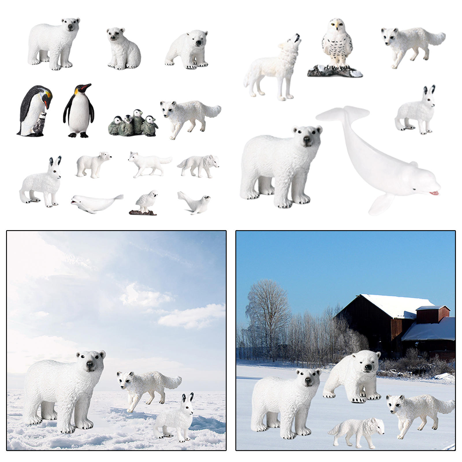 Arctic Animal Model Polar Bear Arctic Rabbits Lifelike Figures Decor Desktop Supplies Education Penguins Gift Toy Set for Kids
