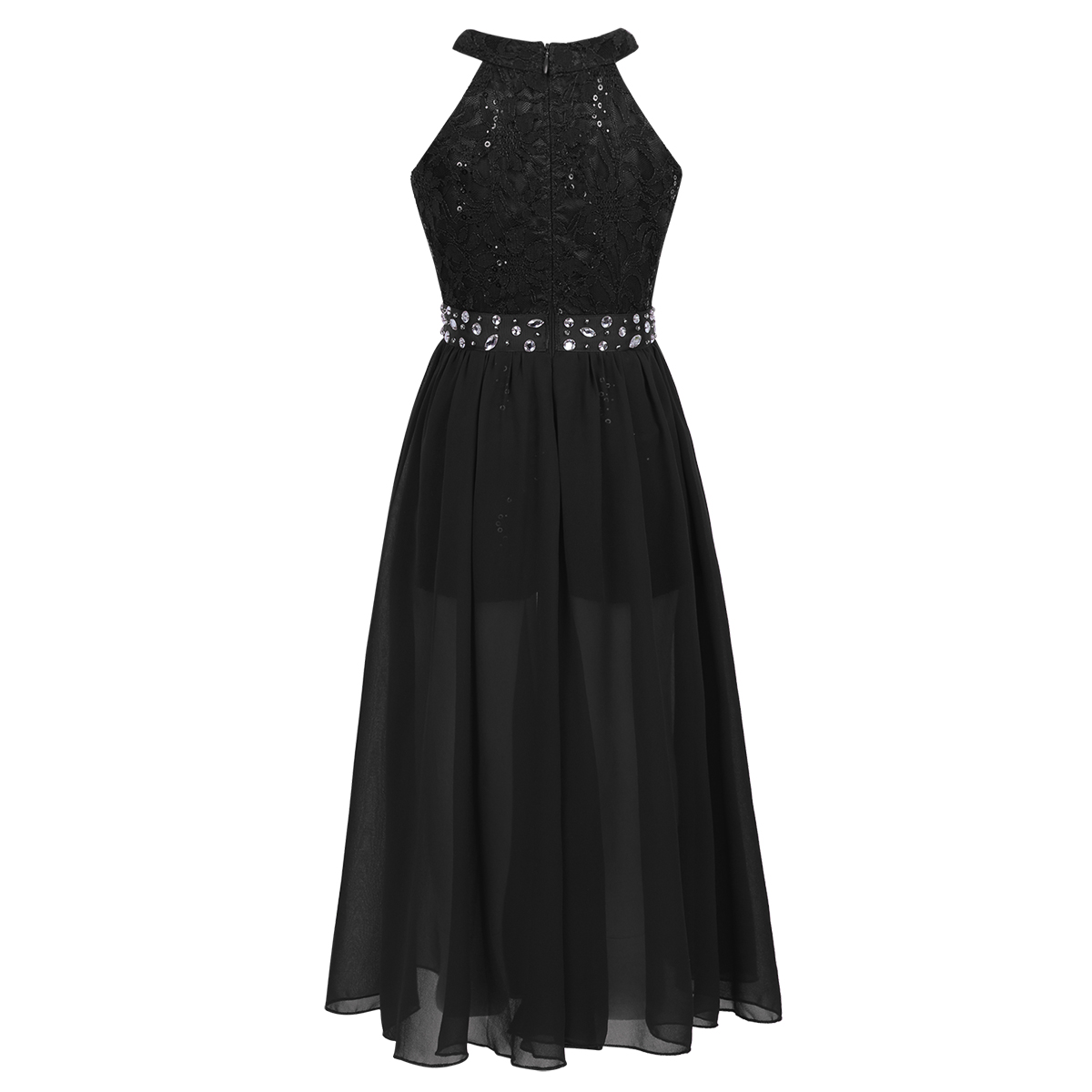 Kinder Mädchen Chiffon Kleid Blumenspitze Pailletten Stickerei Tanz Abendkleid Elegante Hochzeit Party Blumen Mädchen Prinzessin Kleid Strampler – Detail 25