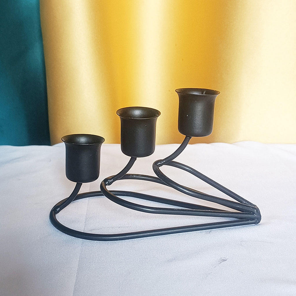 Vintage Candle Stand 3 Arms Iron Romantic Modern Candlestick for Wedding Bedroom