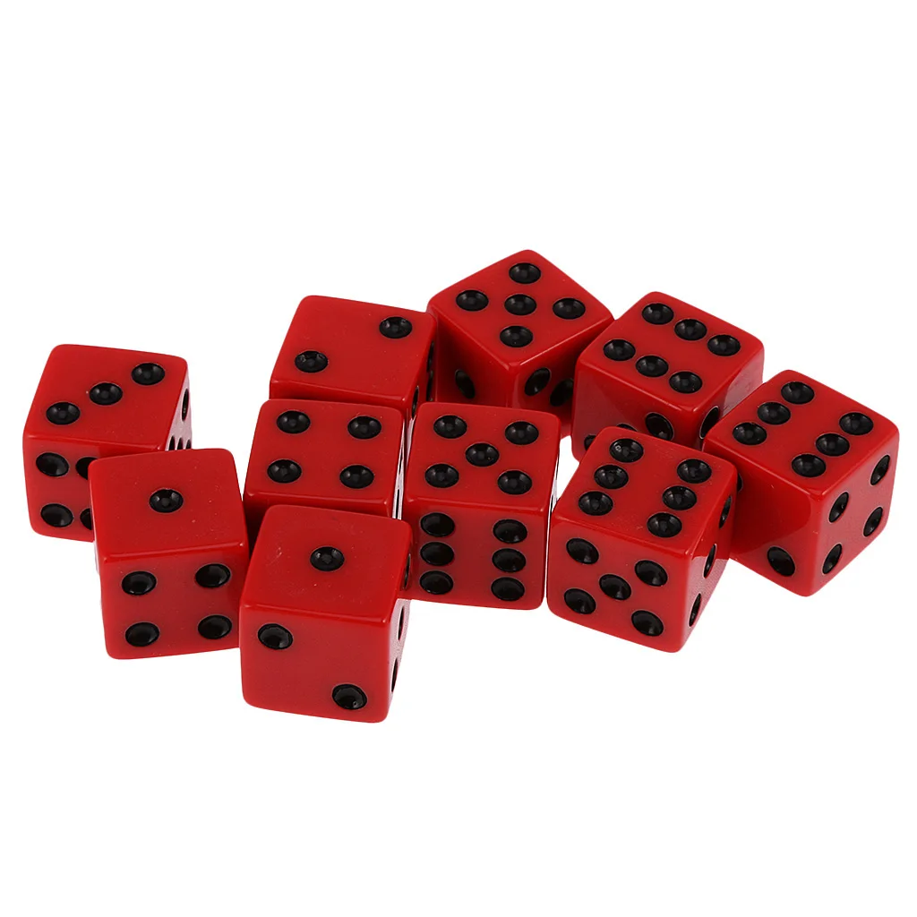 Acrylic Pack of 10pcs 18mm Six Sided D6 Spot Dice for D&D RPG Board Game Party Casino Fun Family Pub Game Gift