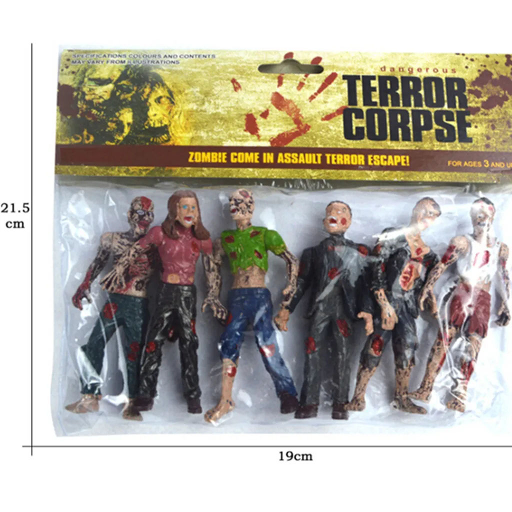 6pcs Zombie Figure Hand Paint Dead People Figurines Set for Achitectural Diorama