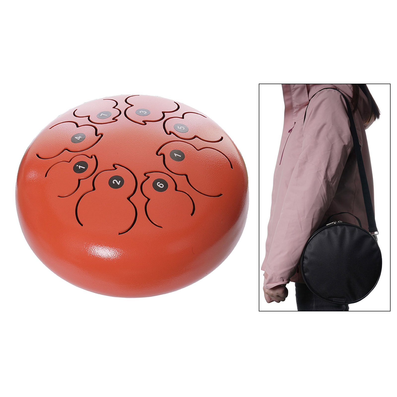 Steel Tongue Drum Hand Pan and Music Book Notes Stickers Gift Present for Adults Kids Orange