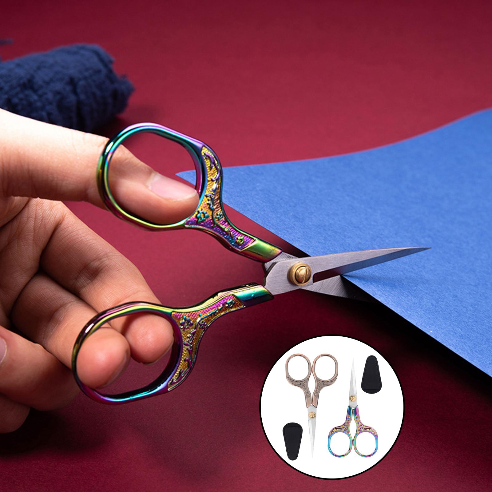 2PC Precision Scissors Vintage Style Sharp and Smooth Cutting Multi Purpose Handcraft DIY Tailor Scissor for Eyebrow Beard