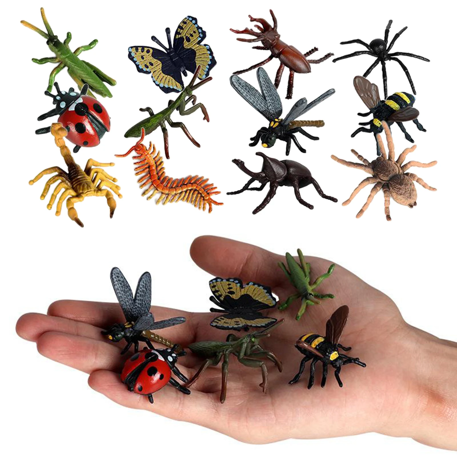 Lot 12Pcs Plastic Beetle Bug & Insect Model Figures Kids Party Loot Bag 