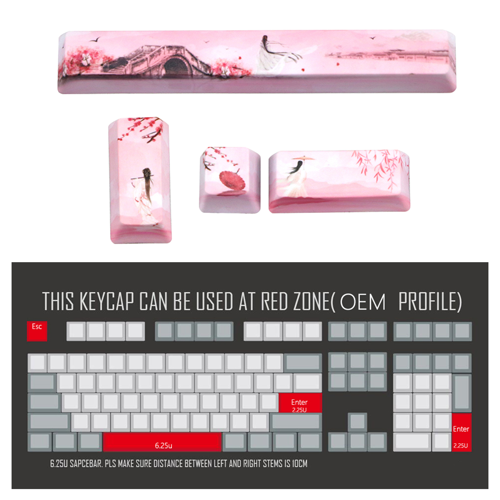 4pcs Keycaps Set PTB PC DIY Gaming Mechanical Keyboard Space Keycap ESC