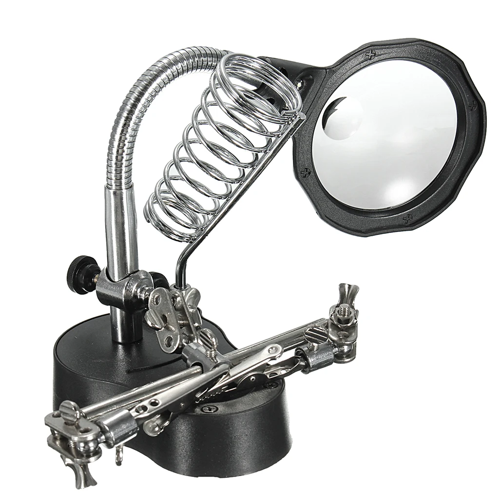 3X 12X Lens;LED Light Magnifier Desktop Magnifying Glasses Helping Hand