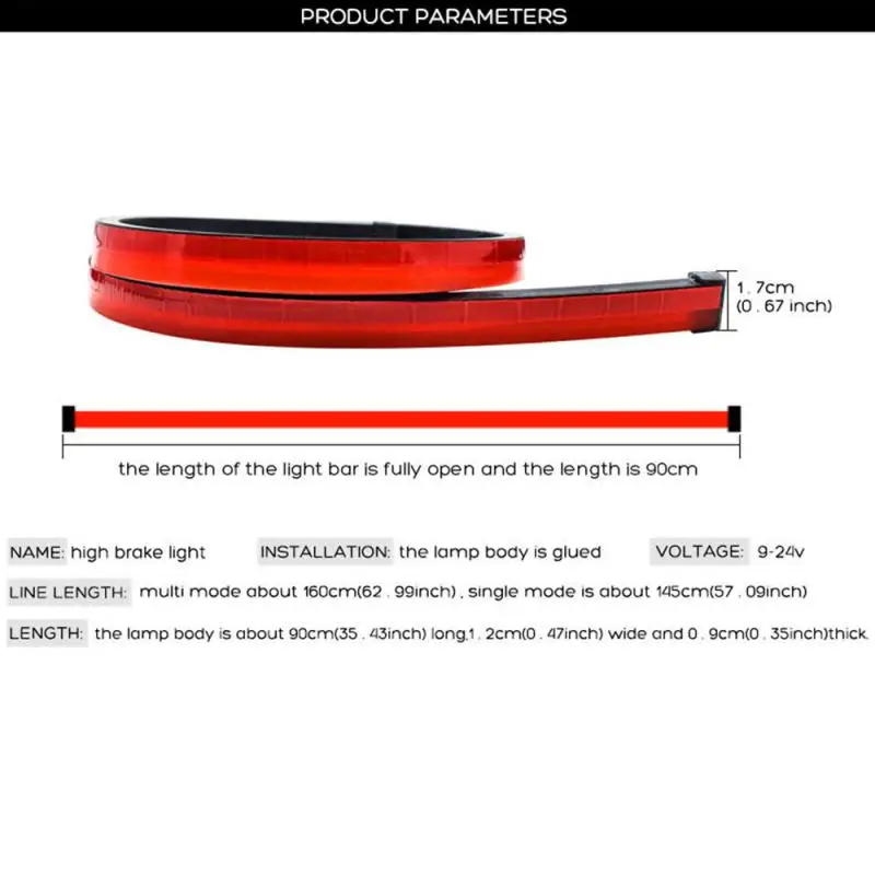 led flexível, lâmpada vermelha de 90cm 100cm,