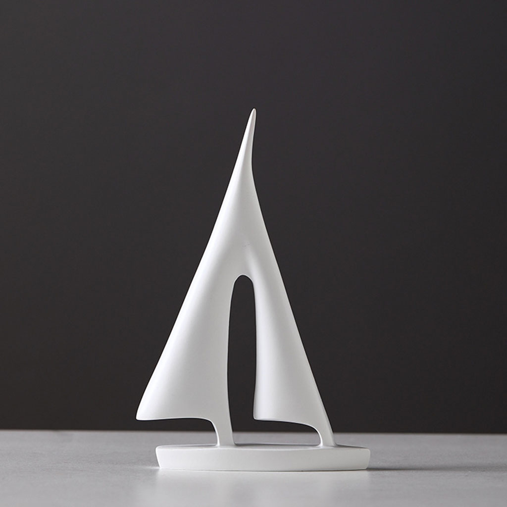 Abstract Resin Sailboat Model Decoration Modern Sailing Ship Nautical Sculpture Home Bedroom Desktop Bookshelf Decor Art Crafts
