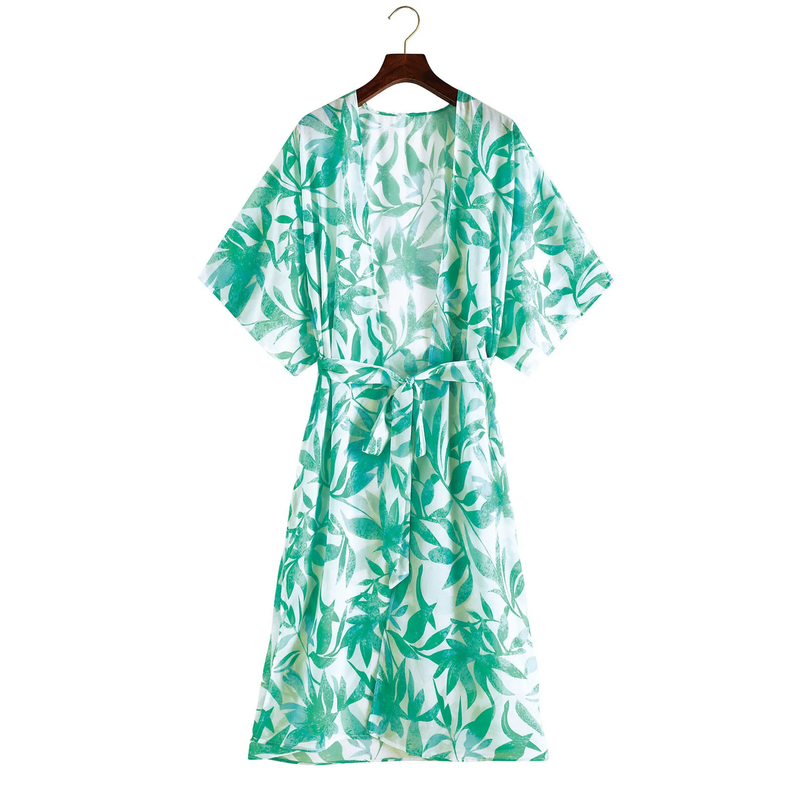 chiffon blouse Green Boho Vintage Women Long Kimono Floral Print Cardigan Maxi Shawl Tops Beachwear Open Front Maxi Kimono For Womens Loose sexy blouses for women
