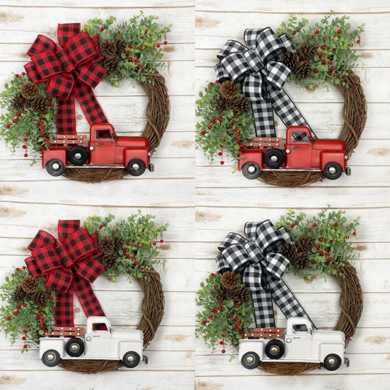 grinalda de natal carro arcos guirlandas ornamentos pendurados decoração da porta festa feriado criativo guirlanda com caminhão vermelho navidad