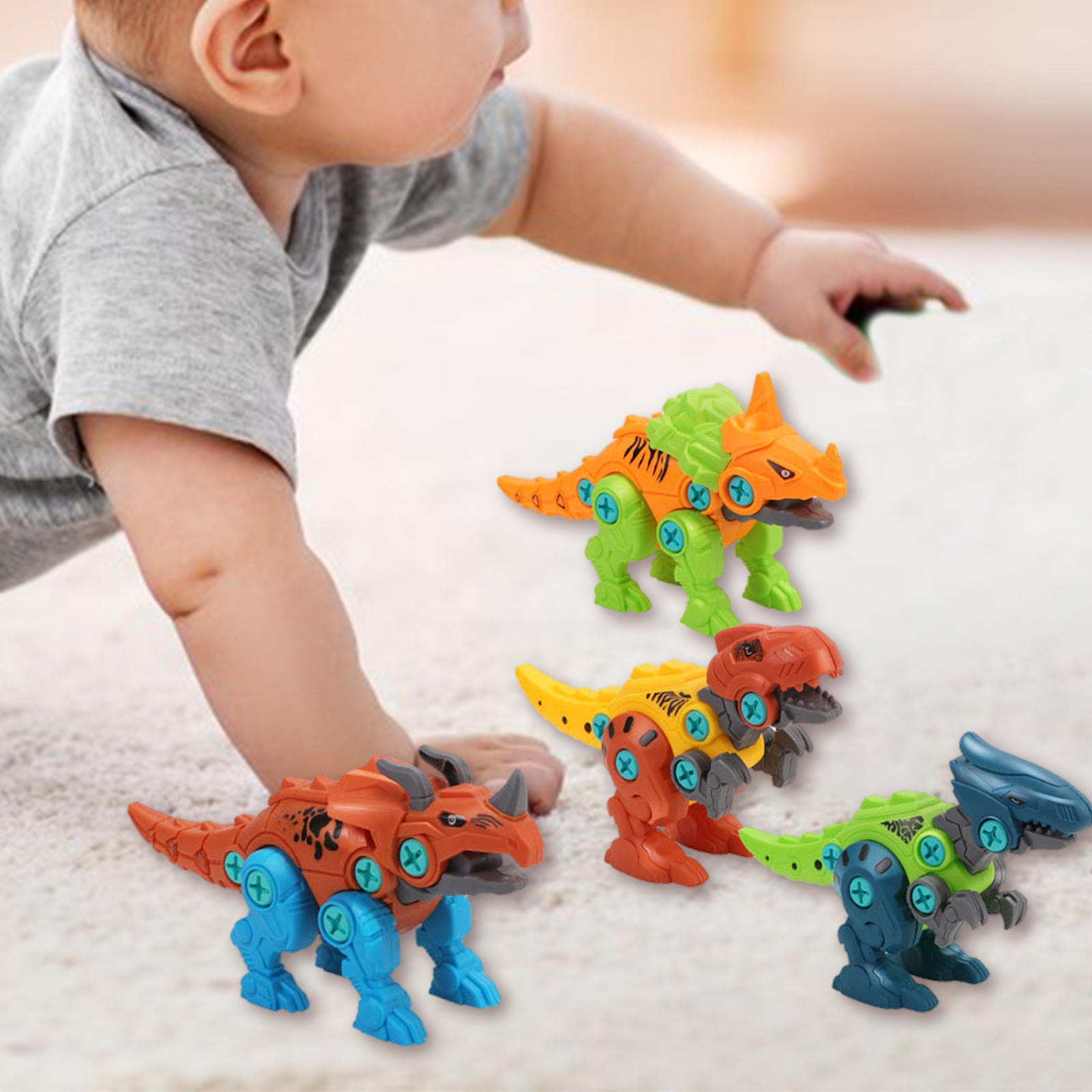 Take Apart Dinosaur Toys Portable Electric Drill Learning Educational Animals Stem Playset for Kids Boys Girls Teenager Toddler