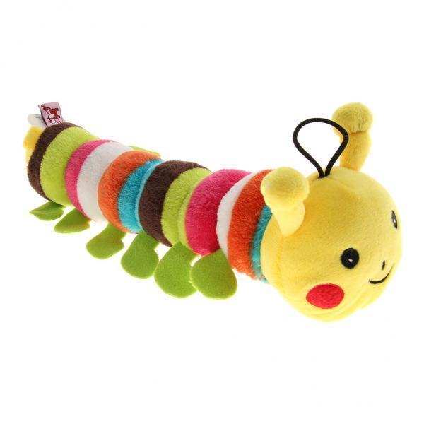 2xPet Plush Sound Cat Dog Squeaky Chew Toy Biting Toy Cute Caterpillar Yellow