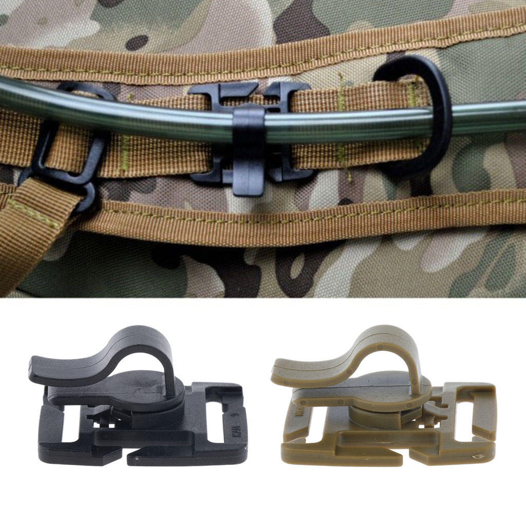 Hydration Pack Water Bladder Drinking Tube MOLLE Webbing Clip Holder Plastic