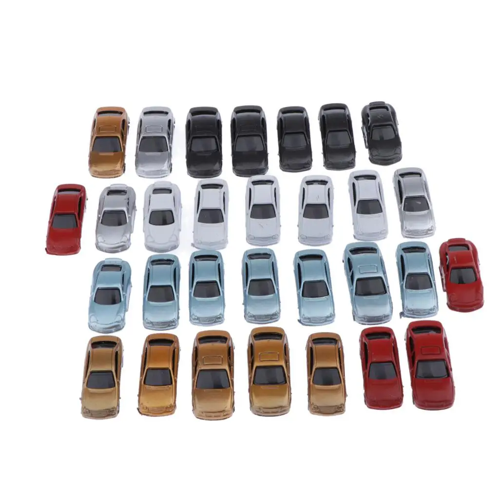 30 Mini Painted Car Auto Truck Model Toys 1: 100 HO for Diorama Landscape