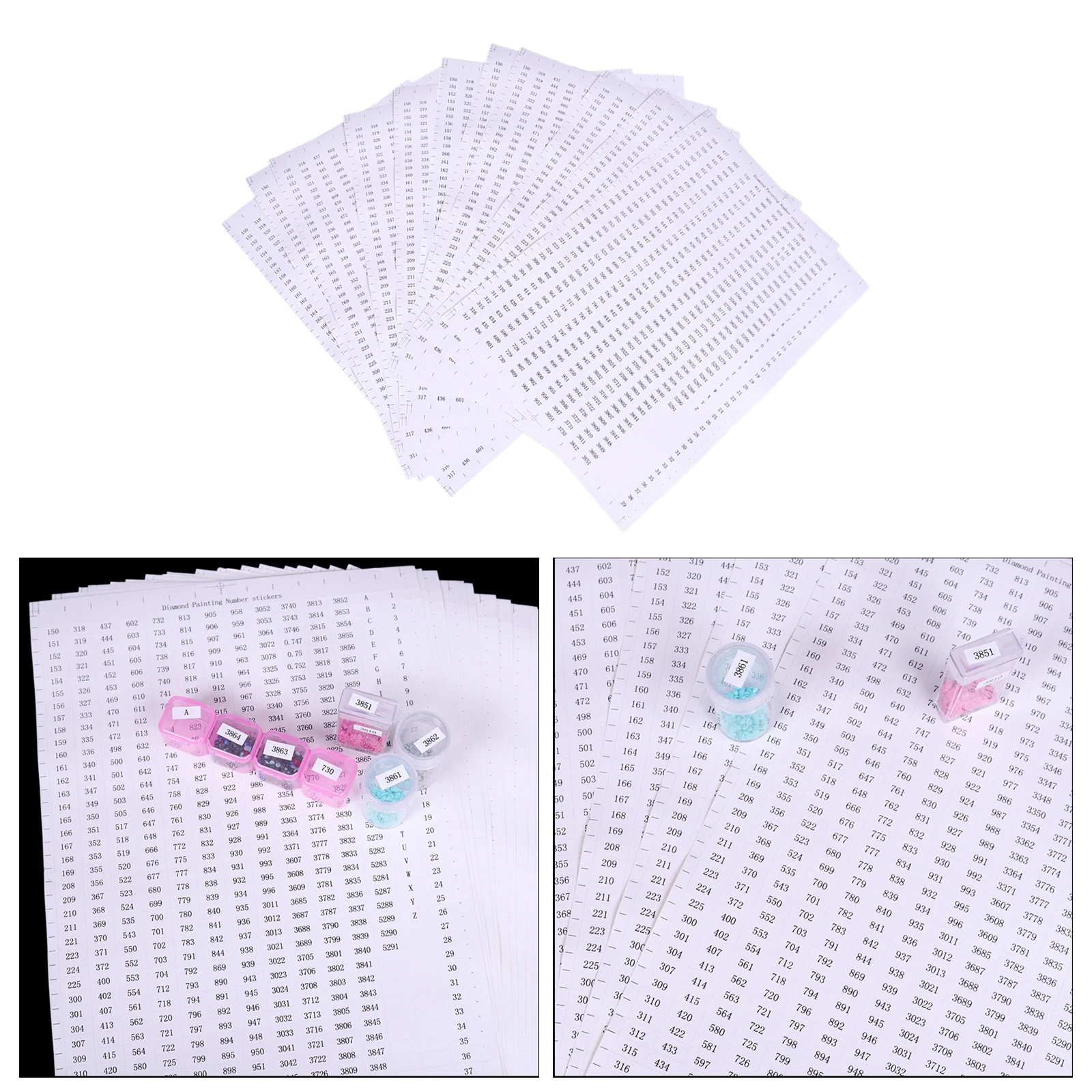 Square Sticker Paper by Number with Handwriting Label Thread Embroidery Cross Stitch Floss Thread Tool Accessory Labels Supplies