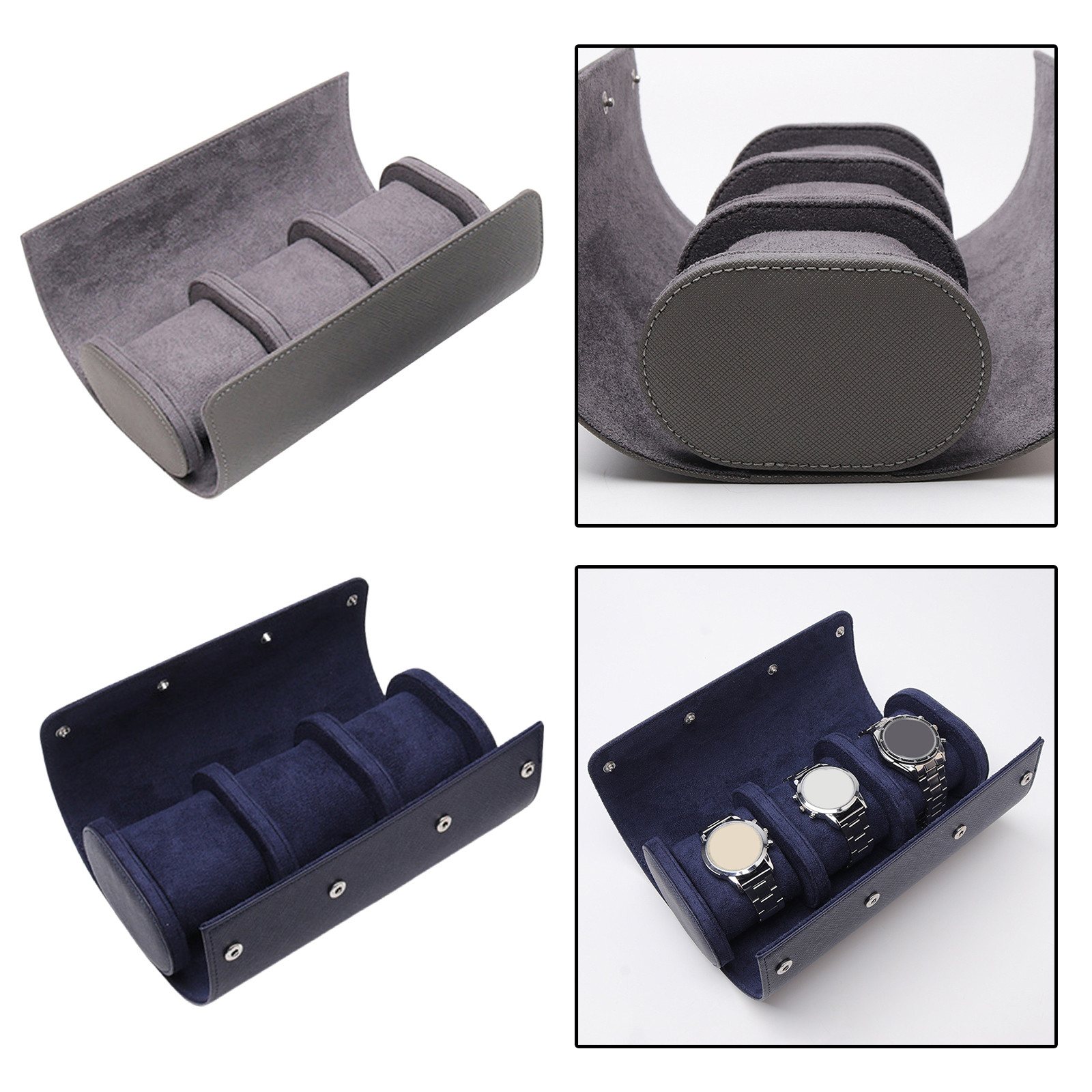 Leather Watch Display Box Roll 3 Slot Wristwatch Jewelry Storage Case Travel