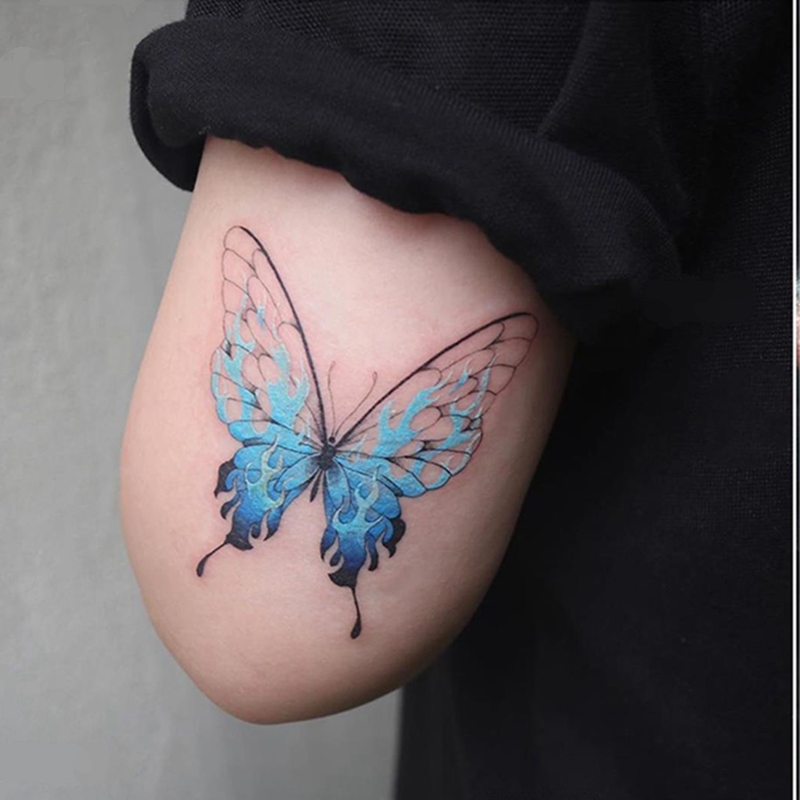 Best of Flame Butterfly Dark Rose Tattoo Stickers Men Women Romantic Blue Flame Flower Art Fake Tattoo Personality Arm Tattoo Stickers Reviews & Tips