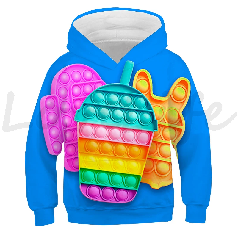 Boys Girls POP IT 3D Printing Hoodies Kids Cute Cartoon Sweatshirt Autumn Pop It Funny Pullovers Sudadera Tops Children Clothes best hoodie for teenage girl