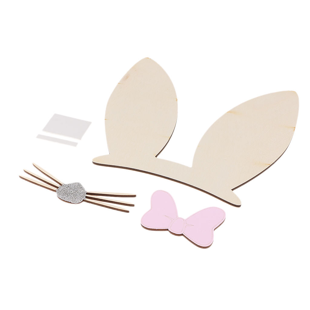 Nordic Style Rabbit Bunny Ear Wooden Wall Sticker for Home Nursery Design