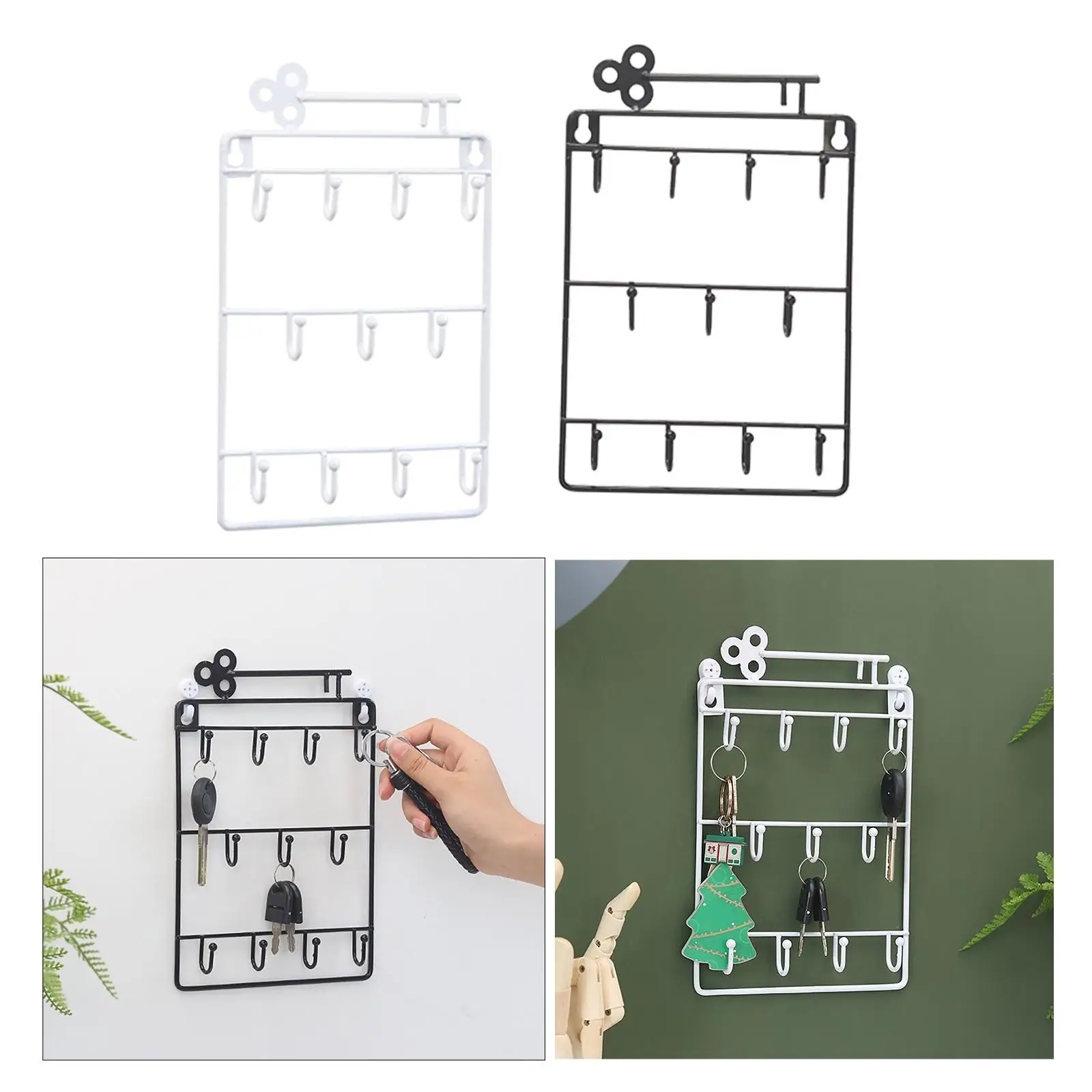 Creative Key Holder Hook Multi Function with 11 Hooks Coat Hook Iron Wall Hanger for Door Hallway Office Bedroom Decor