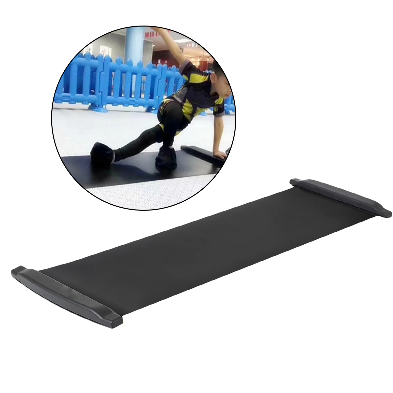 Premium Fitness Slide Board Sliding Mat Pad w/End Stops Skating Hockey Balance Training Mat Pad for Kids Adults Skate Training