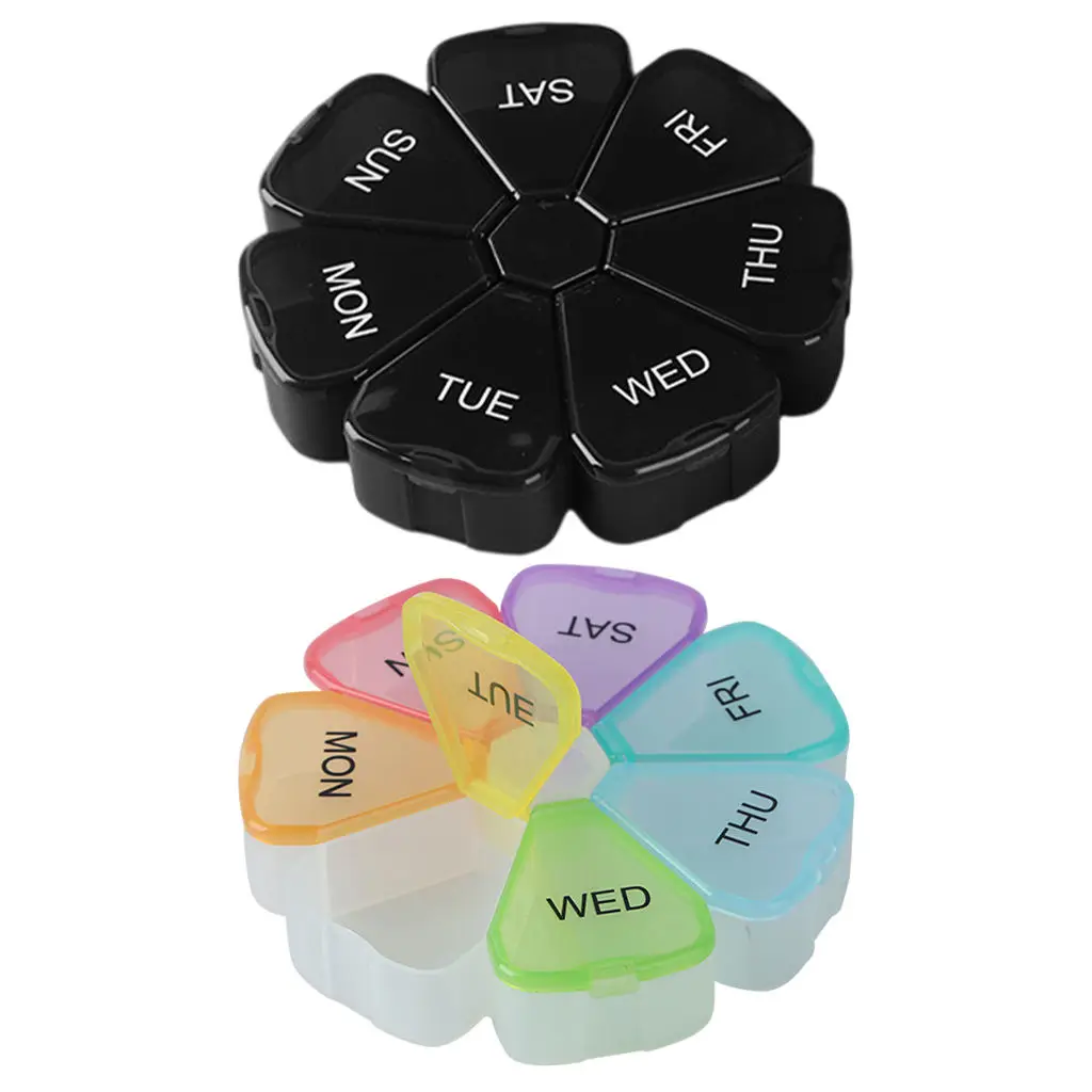 Pill Organizer Weekly Compact Container Pocket Dispenser 7 Days Large Tablet Holder for Capsule Travel School Daily Elders